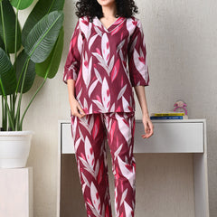 Ichaa Premium Rayon LoungeWear Set- Wine
