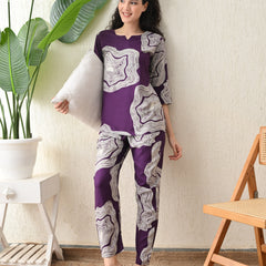 Ichaa Premium Rayon LoungeWear Set- Purple