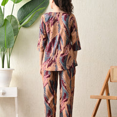 Ichaa Premium Rayon LoungeWear Set- Wine