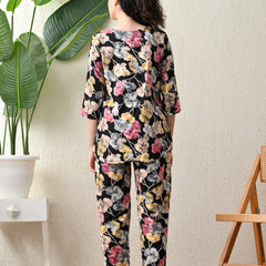 Ichaa Premium Rayon LoungeWear Set- Black
