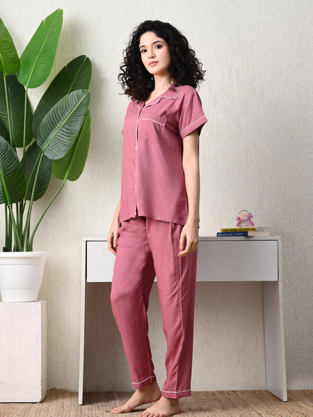 Ichaa Premium Rayon LoungeWear Set- Peach