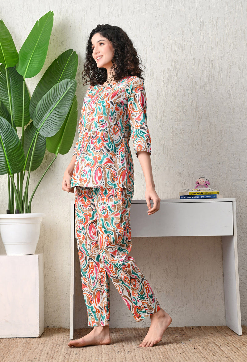 Premium Rayon Printed Night Suit