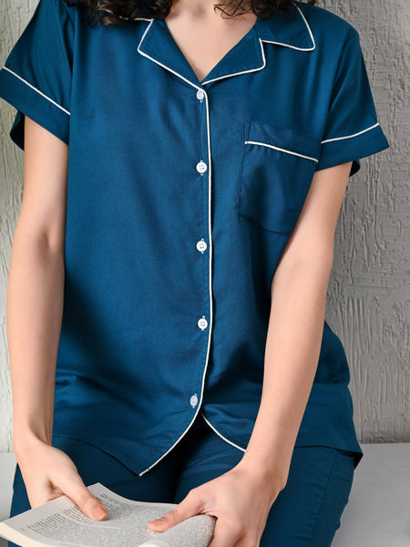 Ichaa Premium Rayon LoungeWear Set- Teal