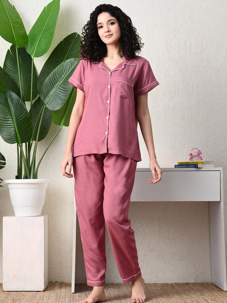 Ichaa Premium Rayon LoungeWear Set- Peach