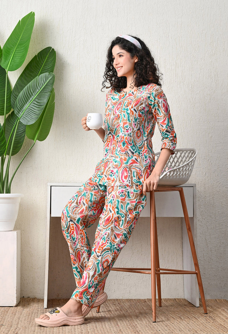 Premium Rayon Printed Night Suit