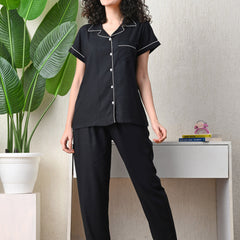 Ichaa Premium Rayon LoungeWear Set- Black