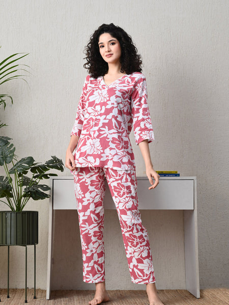 Ichaa Premium Rayon LoungeWear Set- Peach